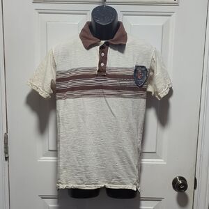 Casual Cream and Brown Polo Shirt